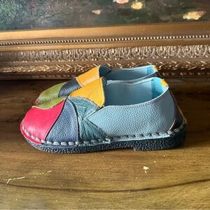 NWOT Leather Style pinwheel Loafers Bright Multi Color Size 41 EU US 8.5-9